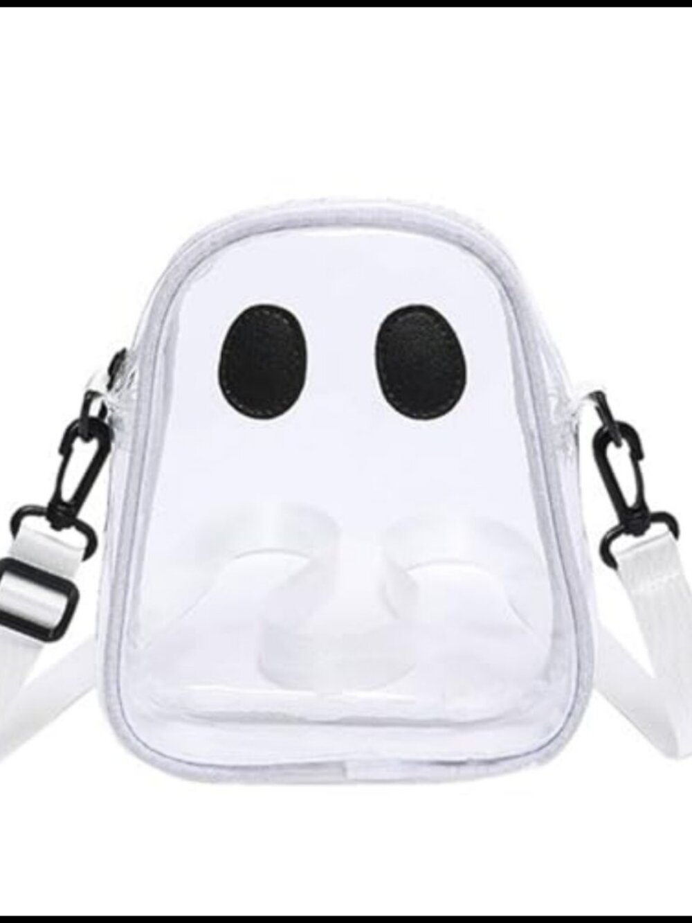 Clear PVC Ghost Crossbody Purse Zipper Novelty Shoulder Bag Spooky Season